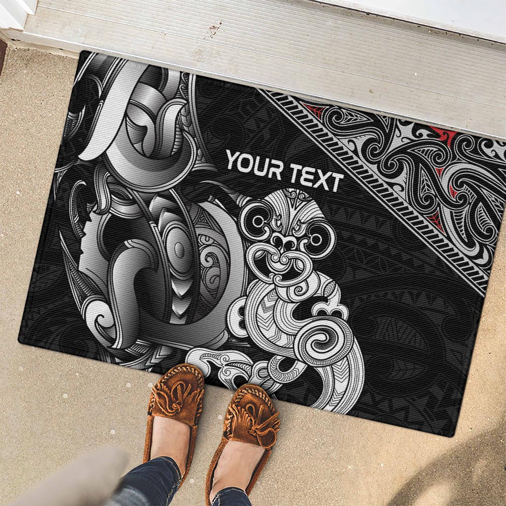 Personalised New Zealand Potae Pango Cricket Rubber Doormat Special Maori Hei Tiki Tribal Tattoo