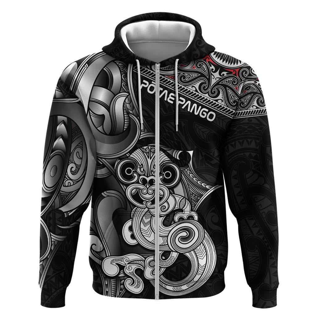 Personalised New Zealand Potae Pango Cricket Zip Hoodie Special Maori Hei Tiki Tribal Tattoo