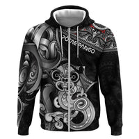 Personalised New Zealand Potae Pango Cricket Zip Hoodie Special Maori Hei Tiki Tribal Tattoo