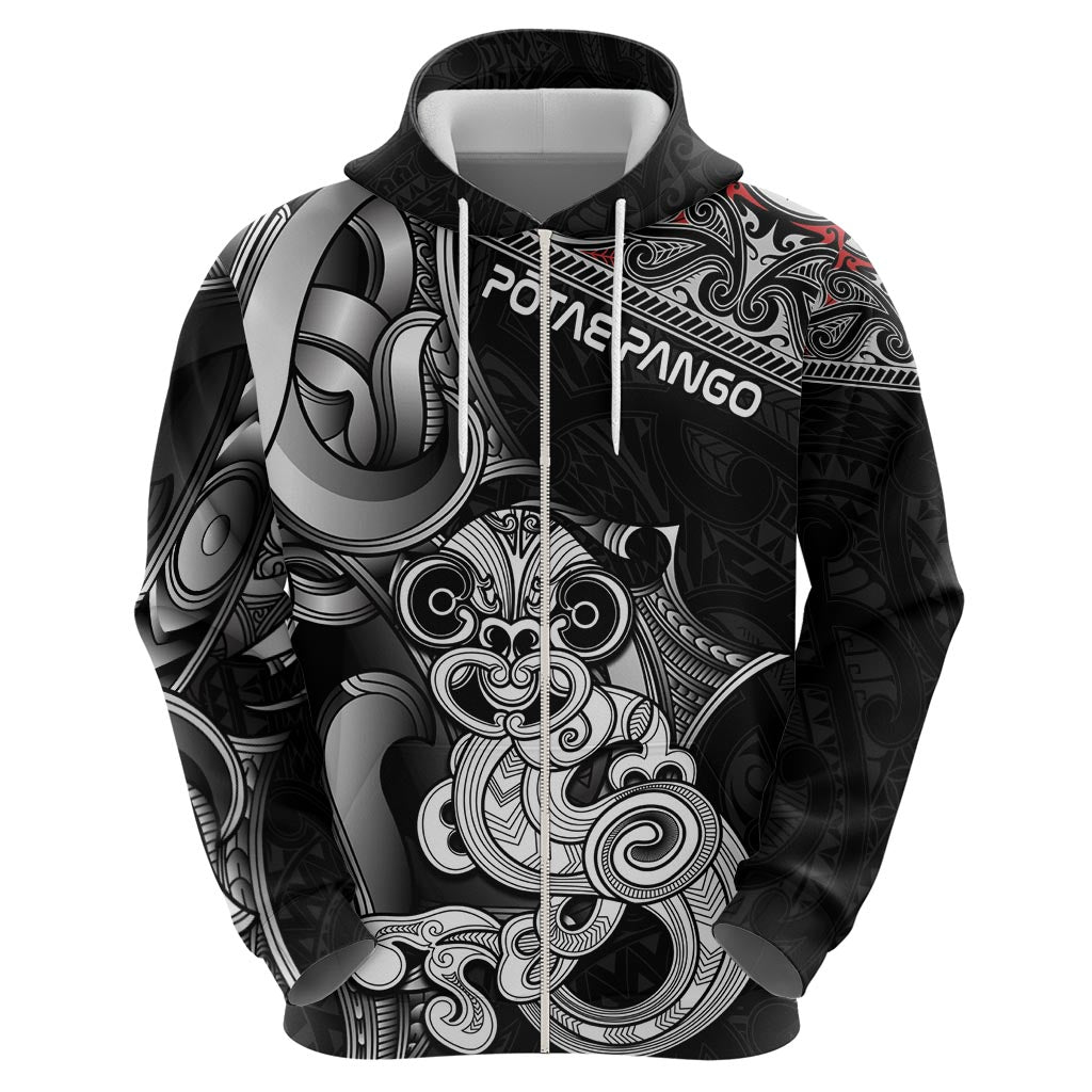 Personalised New Zealand Potae Pango Cricket Zip Hoodie Special Maori Hei Tiki Tribal Tattoo