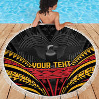 Custom Papua New Guinea Cricket Beach Blanket PNG Emblem Mix Polyneisan Pattern LT9 - Polynesian Pride