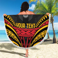 Custom Papua New Guinea Cricket Beach Blanket PNG Emblem Mix Polyneisan Pattern LT9 - Polynesian Pride