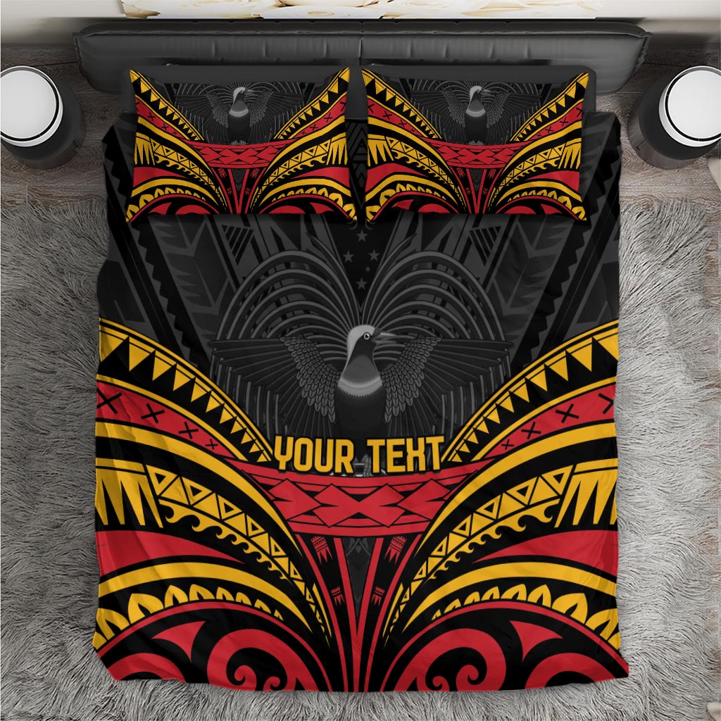 Custom Papua New Guinea Cricket Bedding Set PNG Emblem Mix Polyneisan Pattern LT9 Black - Polynesian Pride