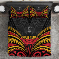 Custom Papua New Guinea Cricket Bedding Set PNG Emblem Mix Polyneisan Pattern LT9 Black - Polynesian Pride