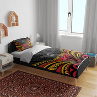 Custom Papua New Guinea Cricket Bedding Set PNG Emblem Mix Polyneisan Pattern LT9 - Polynesian Pride