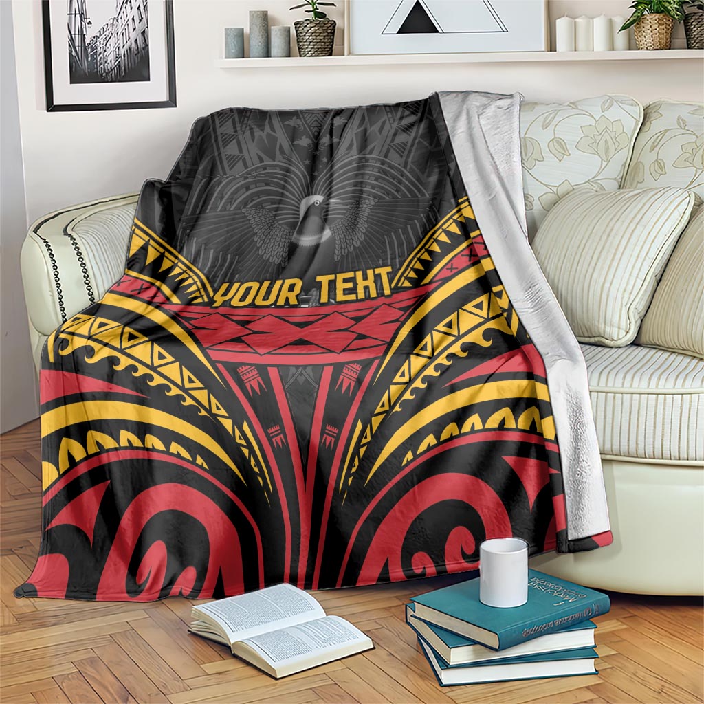 Custom Papua New Guinea Cricket Blanket PNG Emblem Mix Polyneisan Pattern LT9 Black - Polynesian Pride