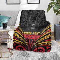 Custom Papua New Guinea Cricket Blanket PNG Emblem Mix Polyneisan Pattern LT9 - Polynesian Pride
