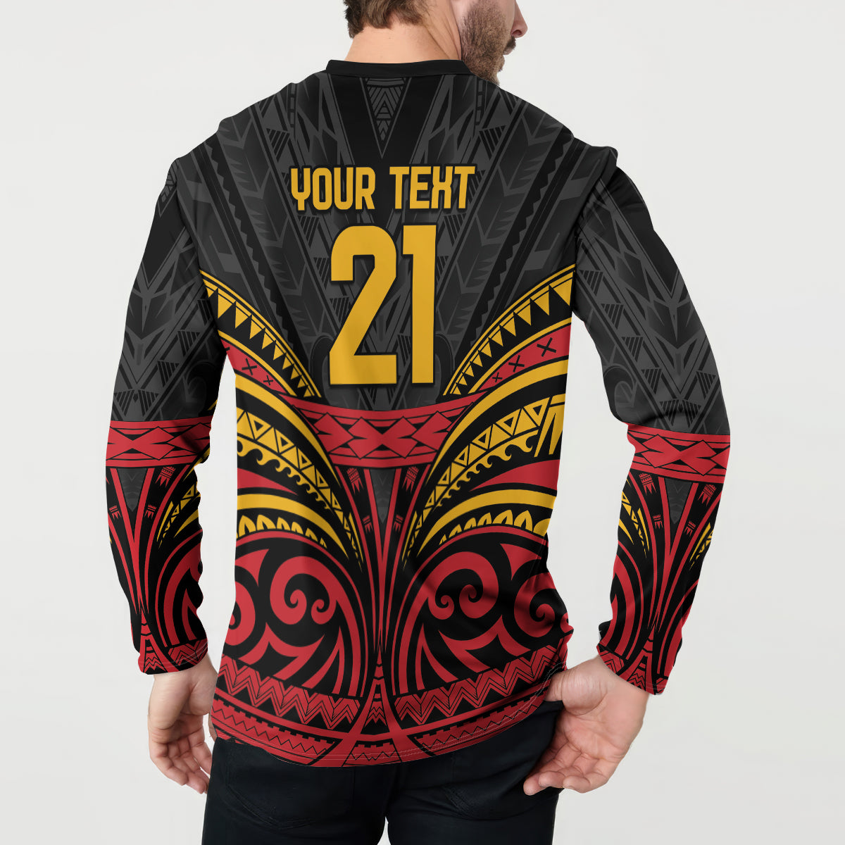 Custom Papua New Guinea Cricket Button Sweatshirt PNG Emblem Mix Polyneisan Pattern LT9 - Polynesian Pride