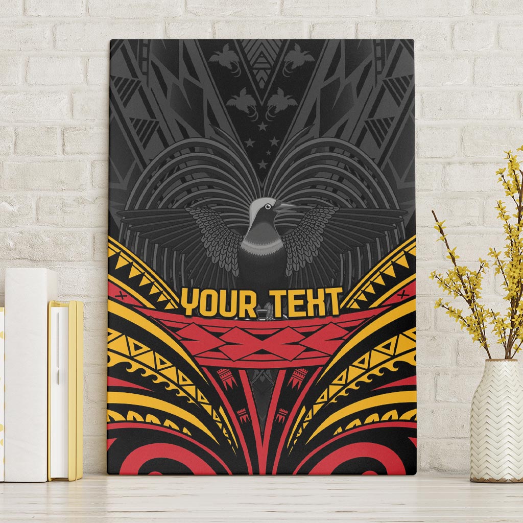 Custom Papua New Guinea Cricket Canvas Wall Art PNG Emblem Mix Polyneisan Pattern LT9 Without Frame Black - Polynesian Pride