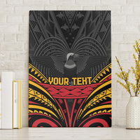 Custom Papua New Guinea Cricket Canvas Wall Art PNG Emblem Mix Polyneisan Pattern LT9 Without Frame Black - Polynesian Pride