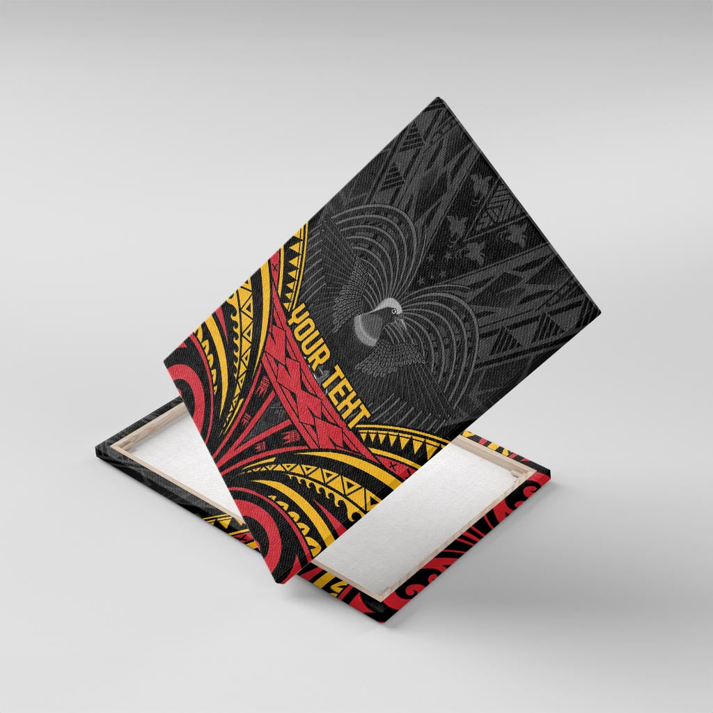 Custom Papua New Guinea Cricket Canvas Wall Art PNG Emblem Mix Polyneisan Pattern LT9 With Frame Black - Polynesian Pride