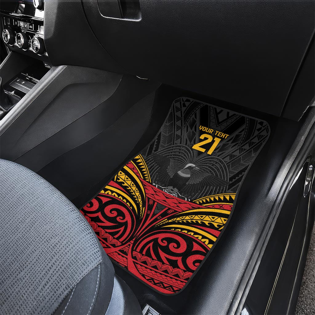 Custom Papua New Guinea Cricket Car Mats PNG Emblem Mix Polyneisan Pattern LT9 - Polynesian Pride