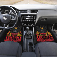 Custom Papua New Guinea Cricket Car Mats PNG Emblem Mix Polyneisan Pattern LT9 Set 2pcs - Front Black - Polynesian Pride