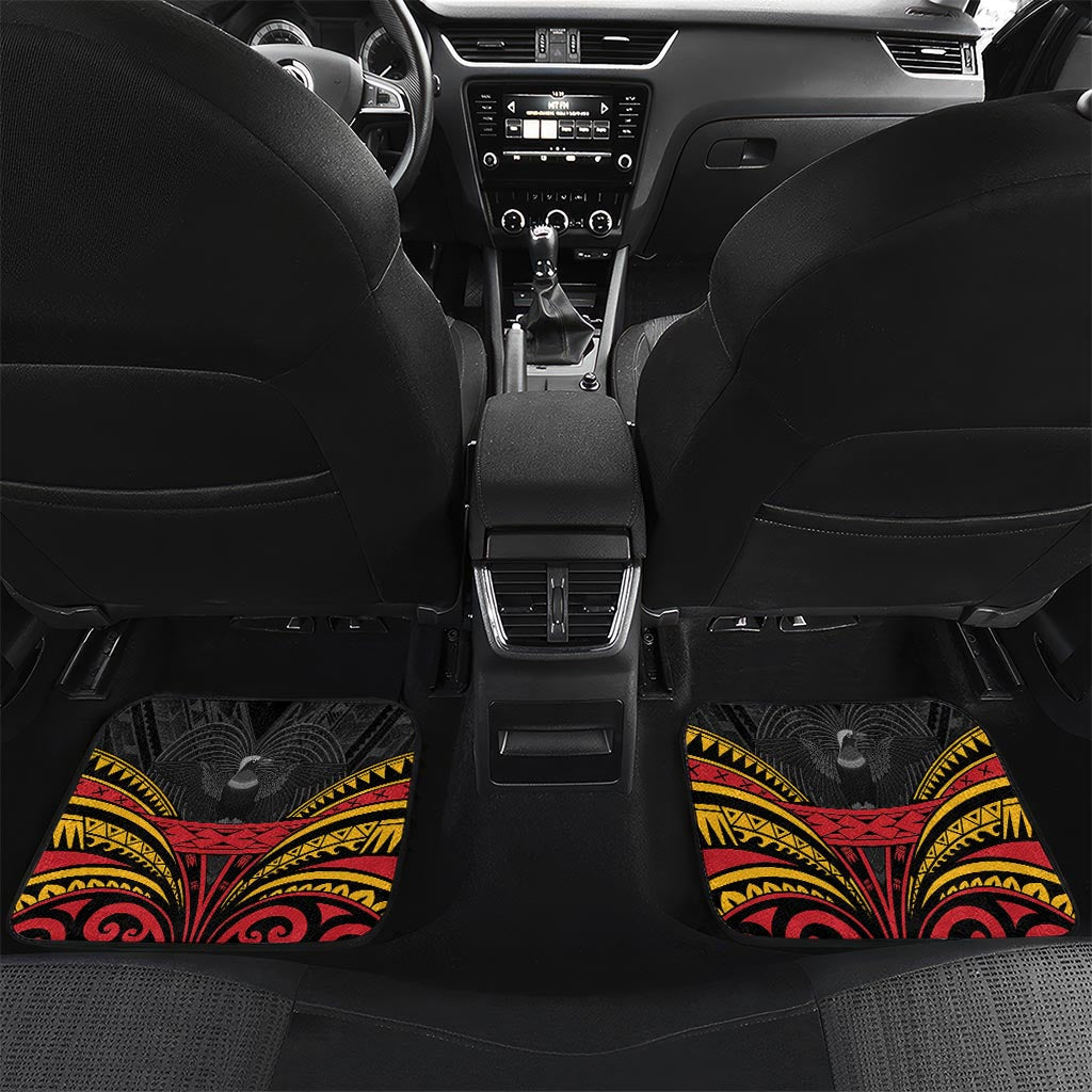 Custom Papua New Guinea Cricket Car Mats PNG Emblem Mix Polyneisan Pattern LT9 Set 2pcs - Back Black - Polynesian Pride