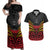 Custom Papua New Guinea Cricket Couples Matching Off Shoulder Maxi Dress and Hawaiian Shirt PNG Emblem Mix Polyneisan Pattern