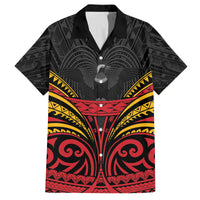 Custom Papua New Guinea Cricket Family Matching Long Sleeve Bodycon Dress and Hawaiian Shirt PNG Emblem Mix Polyneisan Pattern LT9 Dad's Shirt - Short Sleeve Black - Polynesian Pride