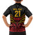 Custom Papua New Guinea Cricket Family Matching Off The Shoulder Long Sleeve Dress and Hawaiian Shirt PNG Emblem Mix Polyneisan Pattern