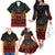 Custom Papua New Guinea Cricket Family Matching Off The Shoulder Long Sleeve Dress and Hawaiian Shirt PNG Emblem Mix Polyneisan Pattern