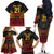 Custom Papua New Guinea Cricket Family Matching Off The Shoulder Long Sleeve Dress and Hawaiian Shirt PNG Emblem Mix Polyneisan Pattern