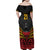 Custom Papua New Guinea Cricket Family Matching Off Shoulder Maxi Dress and Hawaiian Shirt PNG Emblem Mix Polyneisan Pattern