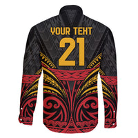 Custom Papua New Guinea Cricket Family Matching Off Shoulder Short Dress and Hawaiian Shirt PNG Emblem Mix Polyneisan Pattern