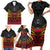 Custom Papua New Guinea Cricket Family Matching Short Sleeve Bodycon Dress and Hawaiian Shirt PNG Emblem Mix Polyneisan Pattern