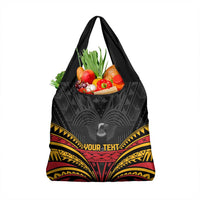 Custom Papua New Guinea Cricket Grocery Bag PNG Emblem Mix Polyneisan Pattern LT9 1-pack One Size Black - Polynesian Pride