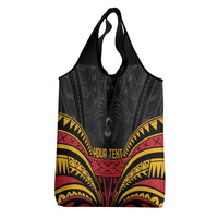Custom Papua New Guinea Cricket Grocery Bag PNG Emblem Mix Polyneisan Pattern LT9 - Polynesian Pride