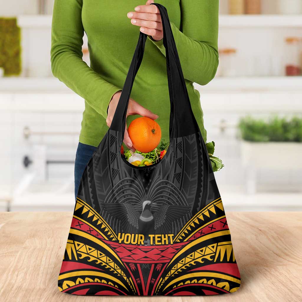 Custom Papua New Guinea Cricket Grocery Bag PNG Emblem Mix Polyneisan Pattern LT9 - Polynesian Pride