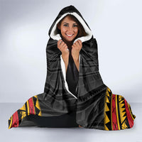 Custom Papua New Guinea Cricket Hooded Blanket PNG Emblem Mix Polyneisan Pattern LT9 - Polynesian Pride