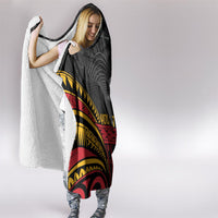 Custom Papua New Guinea Cricket Hooded Blanket PNG Emblem Mix Polyneisan Pattern LT9 - Polynesian Pride