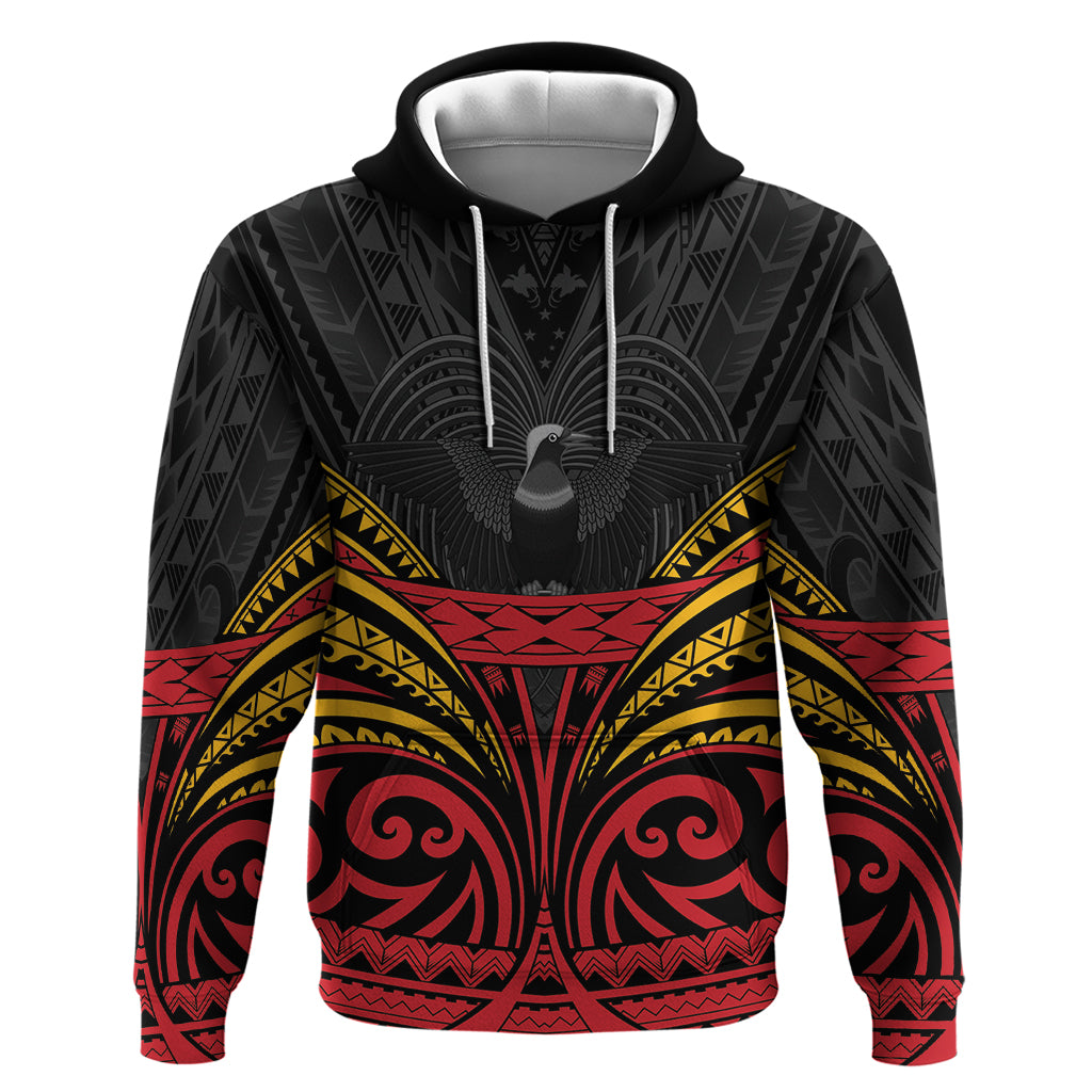 Custom Papua New Guinea Cricket Hoodie PNG Emblem Mix Polyneisan Pattern