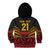 Custom Papua New Guinea Cricket Kid Hoodie PNG Emblem Mix Polyneisan Pattern