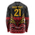 Custom Papua New Guinea Cricket Long Sleeve Shirt PNG Emblem Mix Polyneisan Pattern