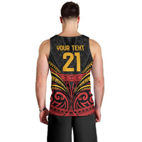 Custom Papua New Guinea Cricket Men Tank Top PNG Emblem Mix Polyneisan Pattern LT9 - Polynesian Pride