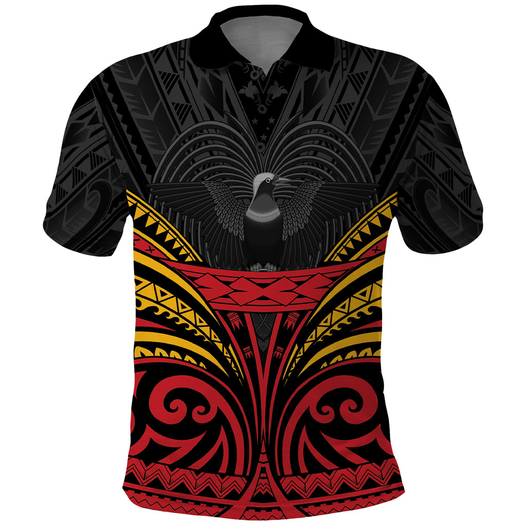 Custom Papua New Guinea Cricket Polo Shirt PNG Emblem Mix Polyneisan Pattern