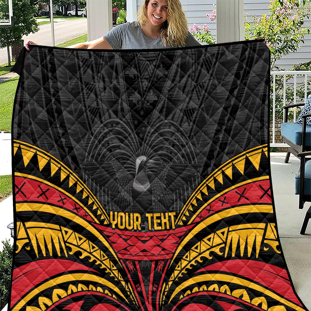 Custom Papua New Guinea Cricket Quilt PNG Emblem Mix Polyneisan Pattern