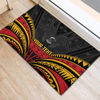 Custom Papua New Guinea Cricket Rubber Doormat PNG Emblem Mix Polyneisan Pattern LT9 - Polynesian Pride