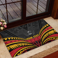 Custom Papua New Guinea Cricket Rubber Doormat PNG Emblem Mix Polyneisan Pattern LT9 - Polynesian Pride