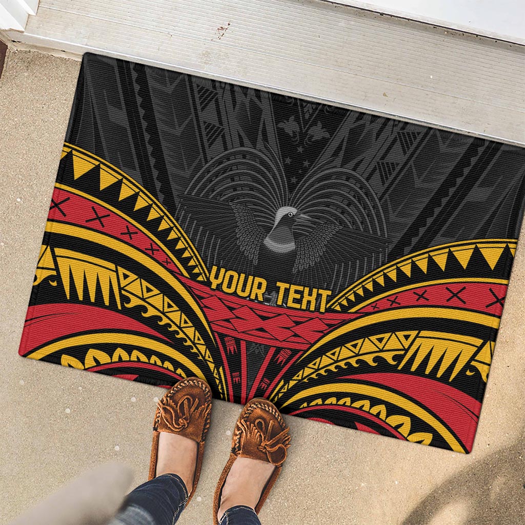 Custom Papua New Guinea Cricket Rubber Doormat PNG Emblem Mix Polyneisan Pattern LT9 - Polynesian Pride