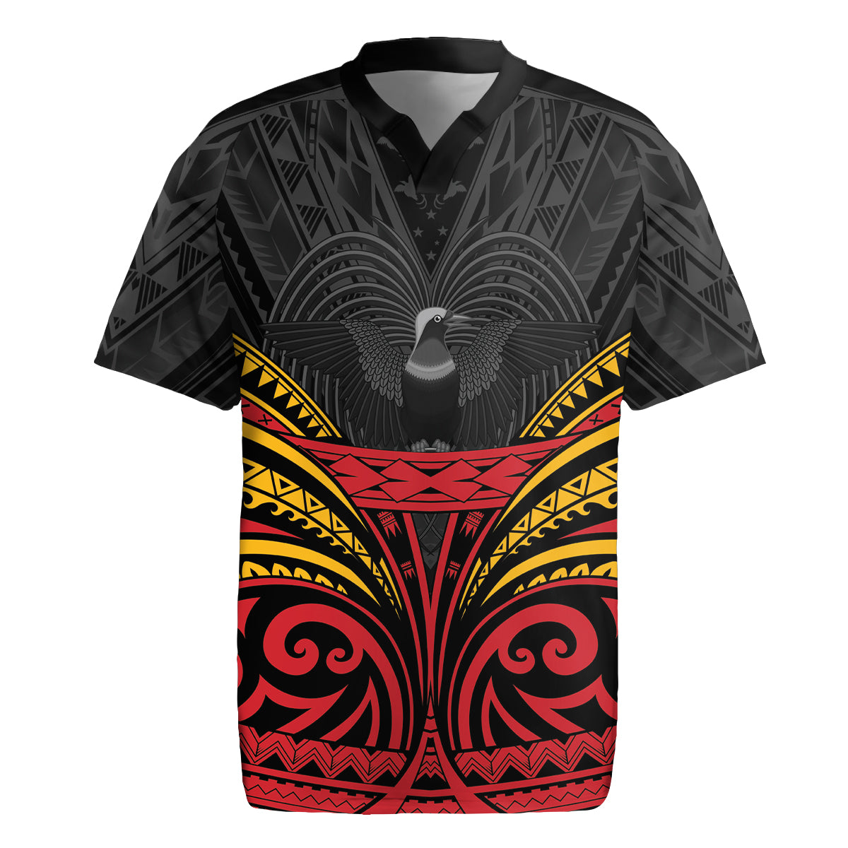 Custom Papua New Guinea Cricket Rugby Jersey PNG Emblem Mix Polyneisan Pattern