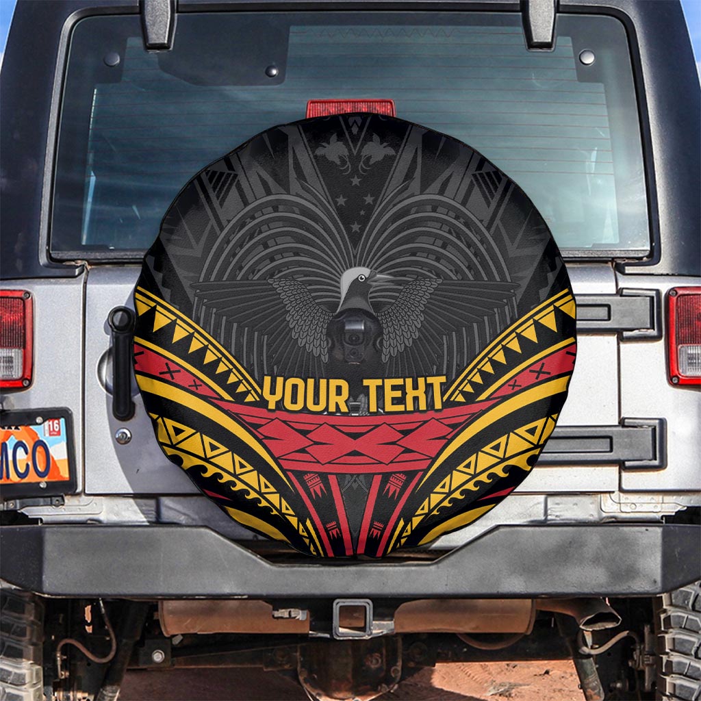 Custom Papua New Guinea Cricket Spare Tire Cover PNG Emblem Mix Polyneisan Pattern LT9 Black - Polynesian Pride
