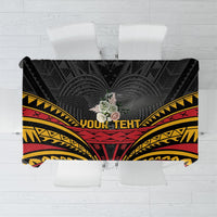 Custom Papua New Guinea Cricket Tablecloth PNG Emblem Mix Polyneisan Pattern LT9 Black - Polynesian Pride