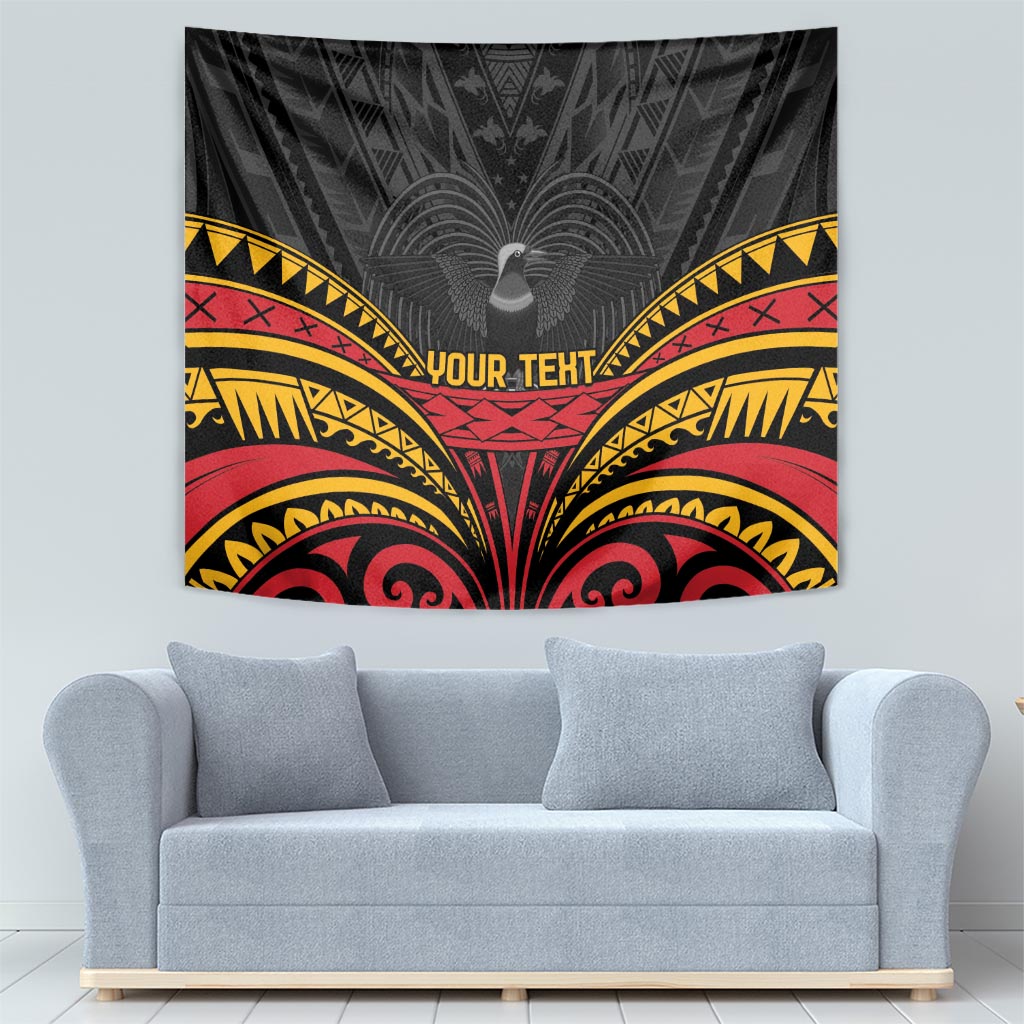 Custom Papua New Guinea Cricket Tapestry PNG Emblem Mix Polyneisan Pattern