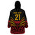 Custom Papua New Guinea Cricket Wearable Blanket Hoodie PNG Emblem Mix Polyneisan Pattern