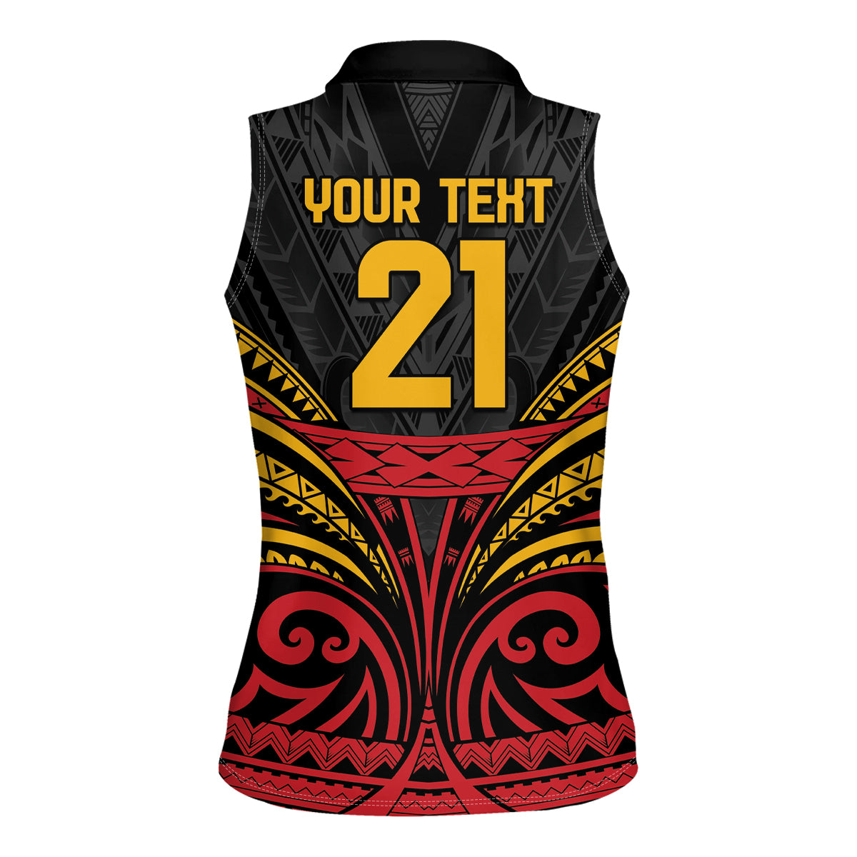 Custom Papua New Guinea Cricket Women Sleeveless Polo Shirt PNG Emblem Mix Polyneisan Pattern