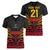 Custom Papua New Guinea Cricket Women V-Neck T-Shirt PNG Emblem Mix Polyneisan Pattern