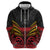 Custom Papua New Guinea Cricket Zip Hoodie PNG Emblem Mix Polyneisan Pattern