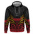 Custom Papua New Guinea Cricket Zip Hoodie PNG Emblem Mix Polyneisan Pattern