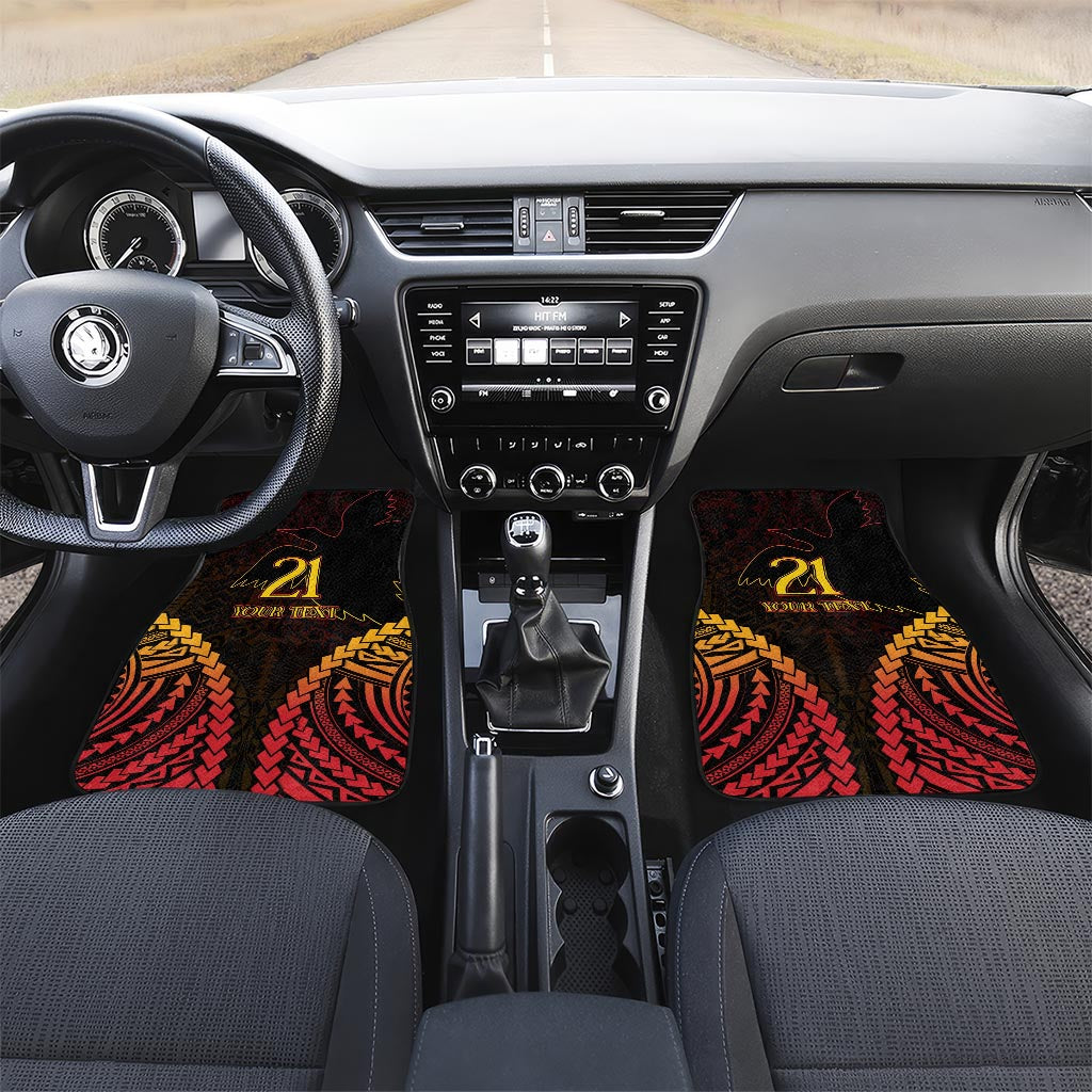 Custom Papua New Guinea Cricket Car Mats Go Barramundis LT9 Set 2pcs - Front Black - Polynesian Pride